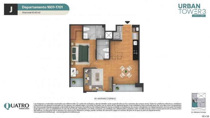 Plano del modelo J' del proyecto Urban Tower 3 en Cercado De Lima
