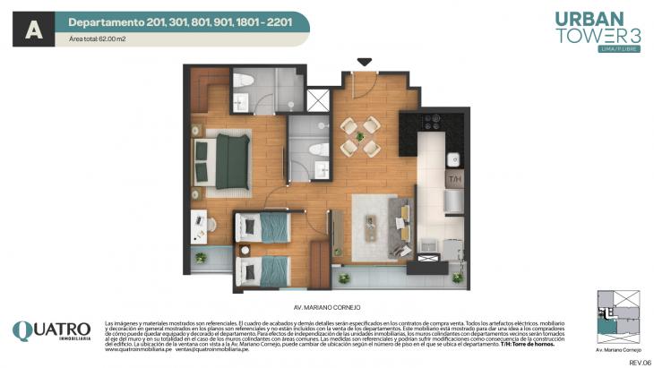 Plano del modelo A del proyecto Urban Tower 3 en Cercado De Lima