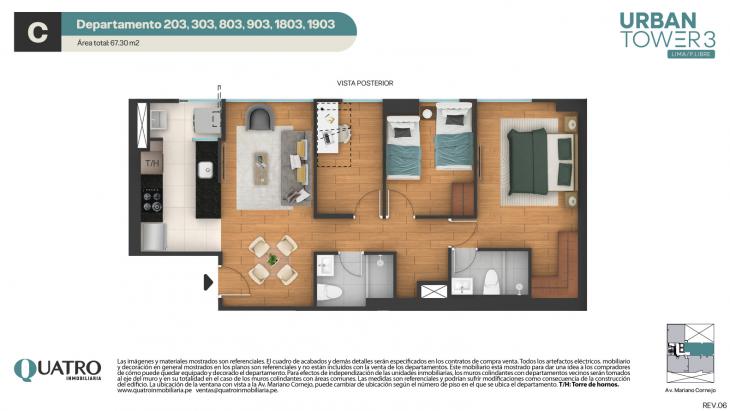 Plano del modelo C del proyecto Urban Tower 3 en Cercado De Lima