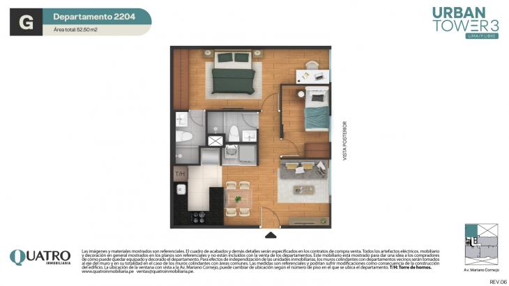 Plano del modelo G del proyecto Urban Tower 3 en Cercado De Lima
