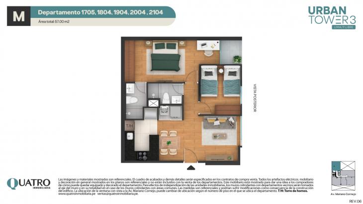 Plano del modelo M del proyecto Urban Tower 3 en Cercado De Lima