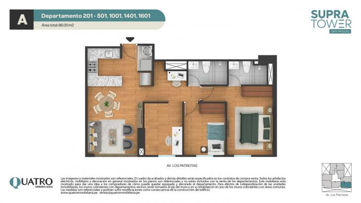 Plano del modelo A del proyecto Supra Tower en San Miguel