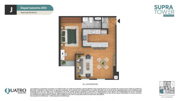 Plano del modelo J del proyecto Supra Tower en San Miguel