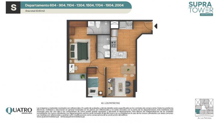 Plano del modelo S del proyecto Supra Tower en San Miguel