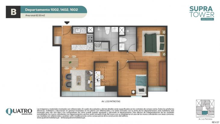 Plano del modelo B del proyecto Supra Tower en San Miguel