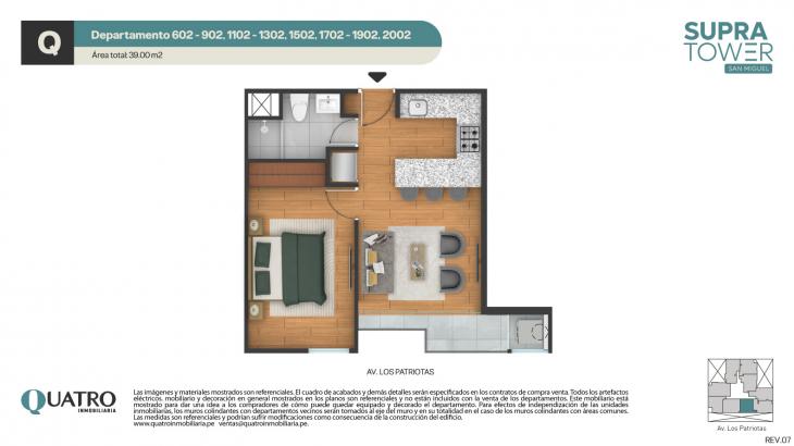 Plano del modelo Q del proyecto Quatro | Supra Tower en San Miguel