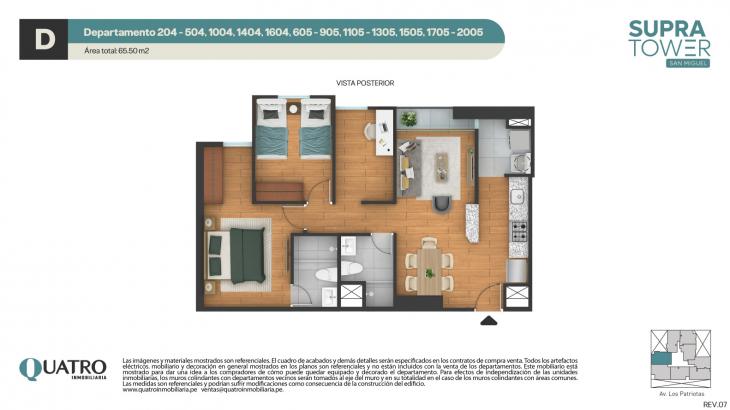 Plano del modelo D del proyecto Supra Tower en San Miguel