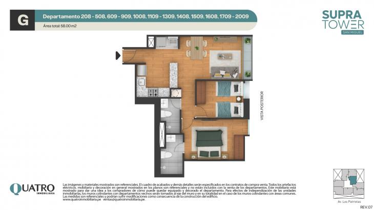 Plano del modelo G del proyecto Supra Tower en San Miguel