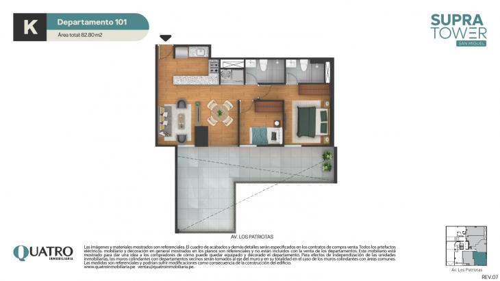 Plano del modelo K del proyecto Supra Tower en San Miguel