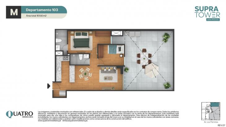 Plano del modelo M del proyecto Supra Tower en San Miguel