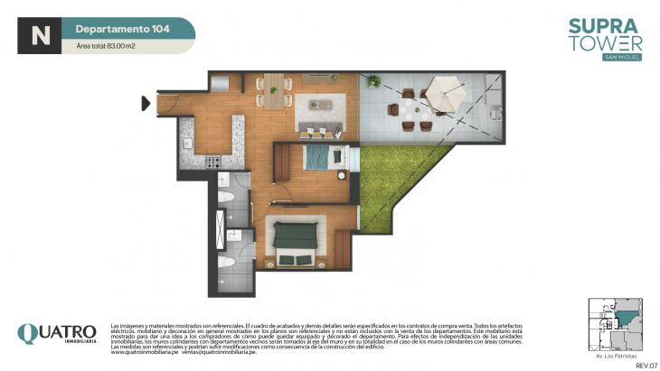 Plano del modelo N del proyecto Supra Tower en San Miguel