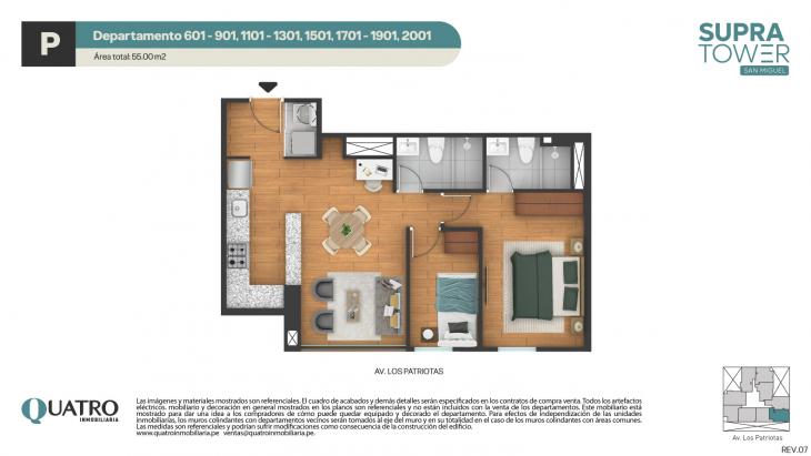 Plano del modelo P del proyecto Supra Tower en San Miguel