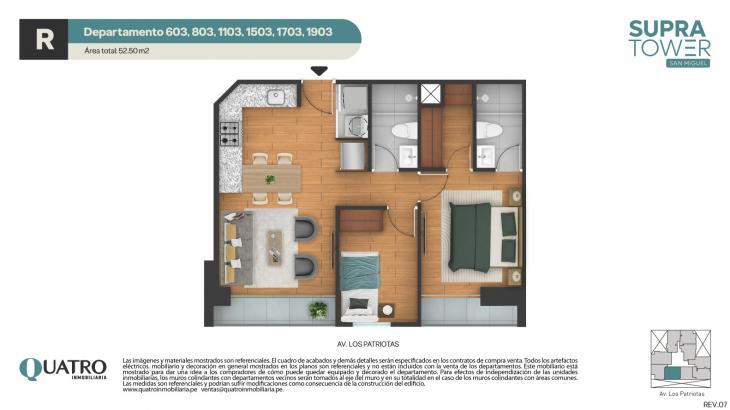 Plano del modelo R del proyecto Supra Tower en San Miguel