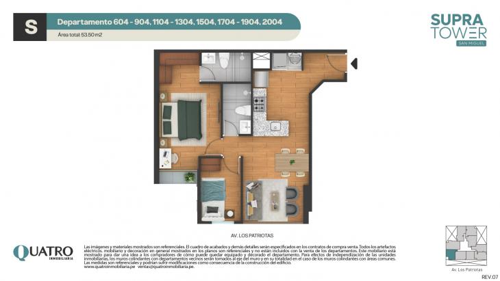 Plano del modelo S del proyecto Supra Tower en San Miguel