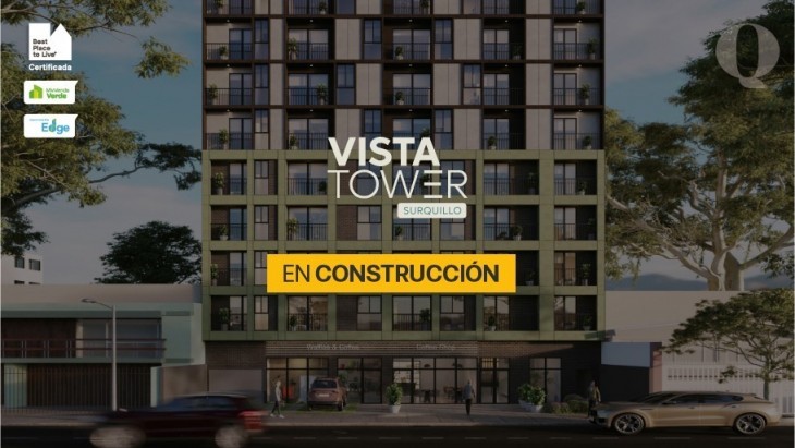 Fachada principal del proyecto Quatro | Vista Tower en Surquillo