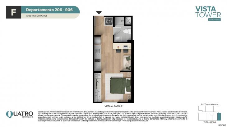 Plano del modelo F del proyecto Vista Tower en Surquillo