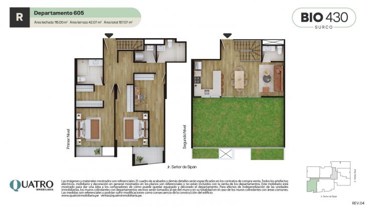 Plano del modelo R del proyecto BIO 430 en Santiago De Surco