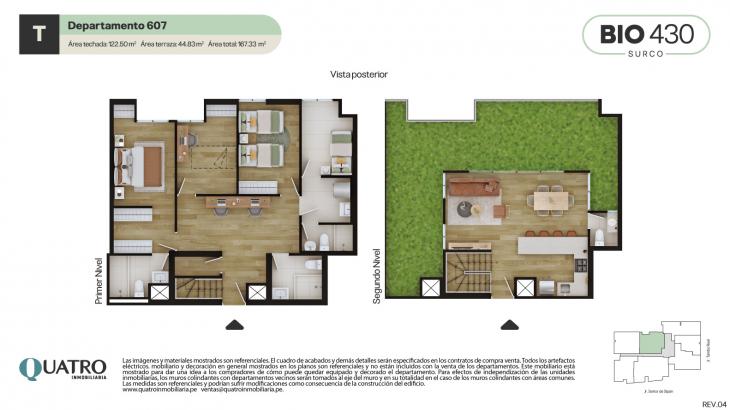 Plano del modelo T del proyecto BIO 430 en Santiago De Surco