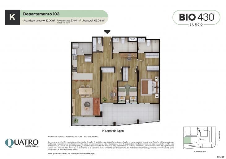 Plano del modelo K del proyecto Quatro | BIO 430 en Santiago De Surco