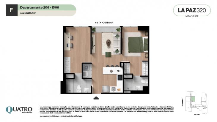 Plano del modelo F del proyecto Quatro | La Paz en Miraflores