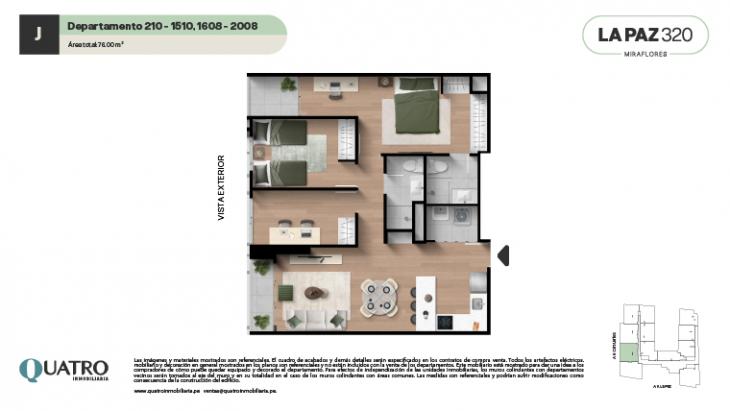 Plano del modelo J del proyecto Quatro | La Paz en Miraflores