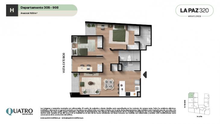 Plano del modelo H del proyecto Quatro | La Paz en Miraflores