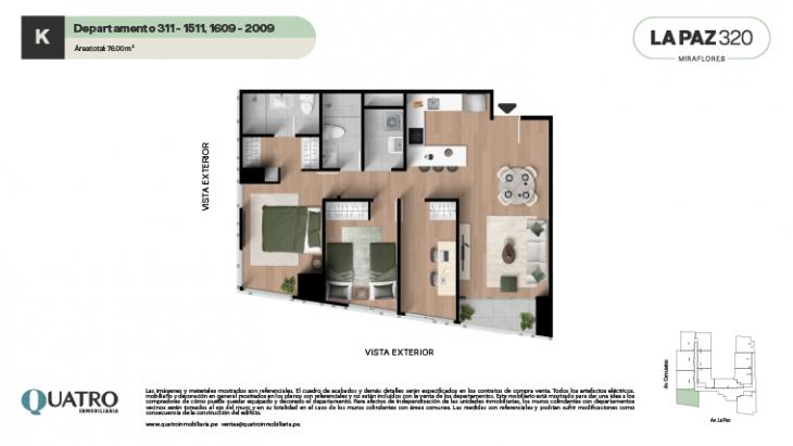 Plano del modelo K del proyecto Quatro | La Paz en Miraflores