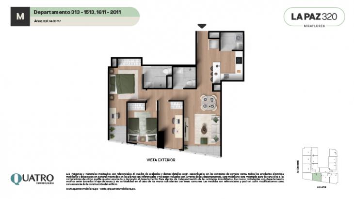 Plano del modelo M del proyecto Quatro | La Paz en Miraflores