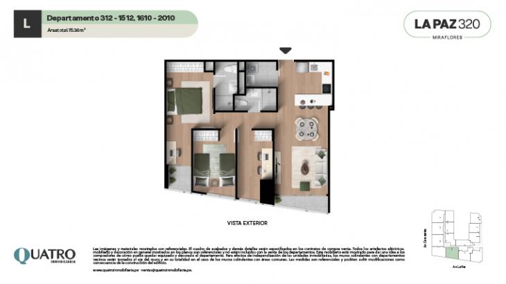 Plano del modelo L del proyecto Quatro | La Paz en Miraflores