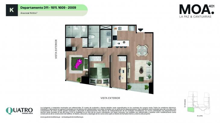 Plano del modelo K del proyecto Quatro | MOA 401 en Miraflores