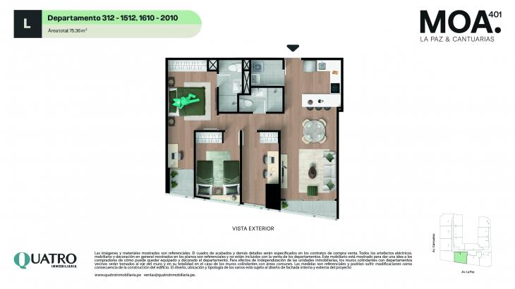 Plano del modelo L del proyecto Quatro | MOA 401 en Miraflores