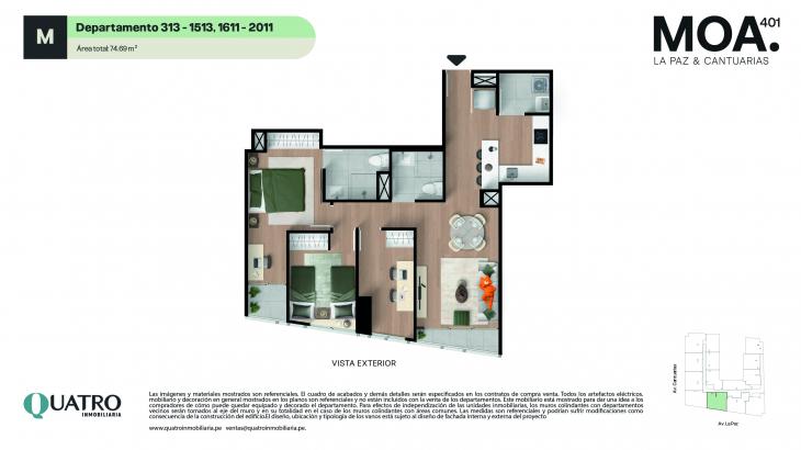 Plano del modelo M del proyecto Quatro | MOA 401 en Miraflores