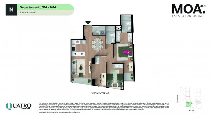 Plano del modelo N del proyecto Quatro | MOA 401 en Miraflores