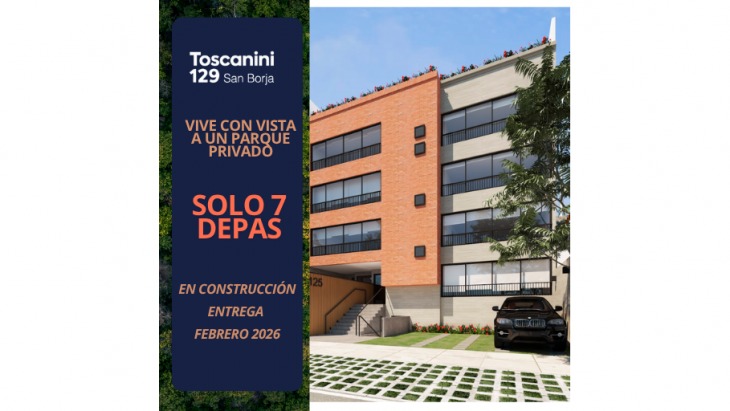 Fachada principal del proyecto Toscanini en San Borja
