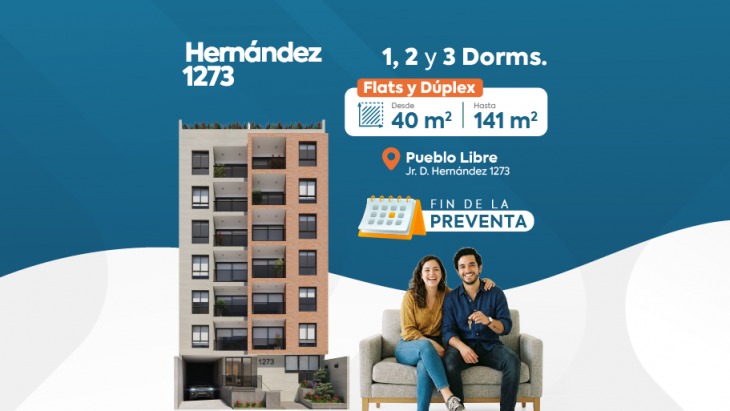 Fachada principal del proyecto Hernández 1273 en Pueblo Libre
