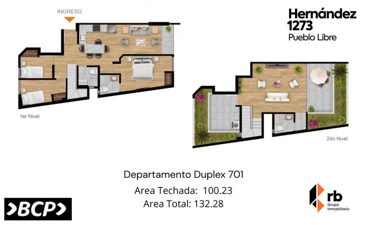 Plano del modelo TIPO D1 del proyecto Hernández 1273 en Pueblo Libre
