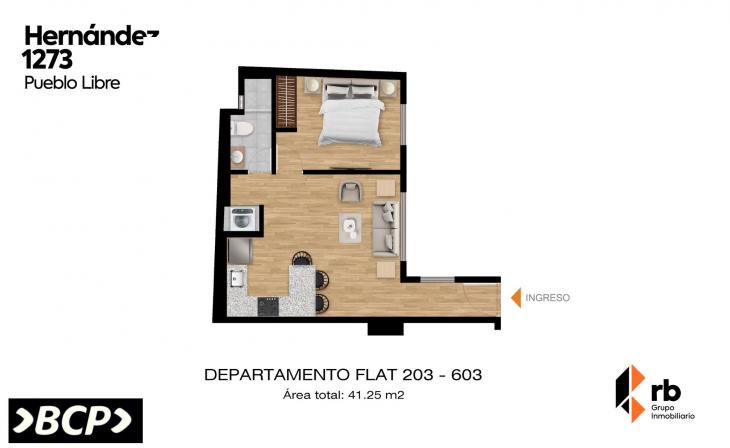 Plano del modelo TIPO 3 del proyecto Hernández 1273 en Pueblo Libre