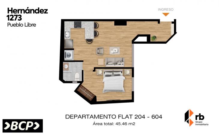 Plano del modelo TIPO 4 del proyecto Hernández 1273 en Pueblo Libre