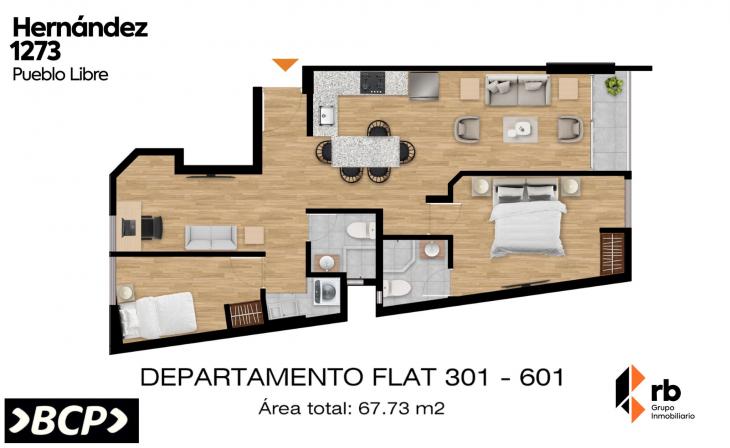 Plano del modelo TIPO 1 del proyecto Hernández 1273 en Pueblo Libre