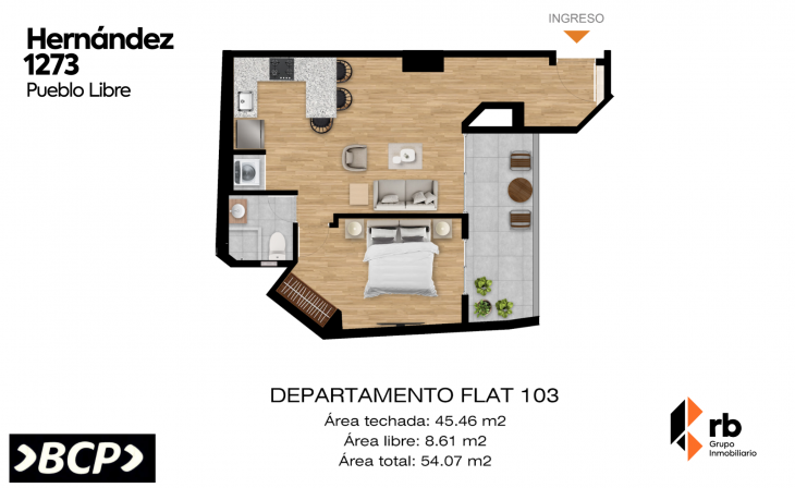 Plano del modelo TIPO C del proyecto Hernández 1273 en Pueblo Libre