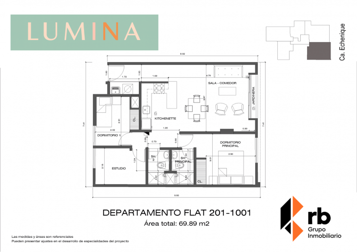 Plano del modelo TIPO 1 del proyecto Lumina en Magdalena Del Mar