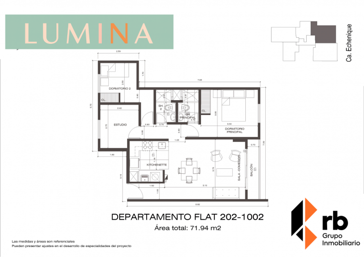 Plano del modelo TIPO 2 del proyecto Lumina en Magdalena Del Mar