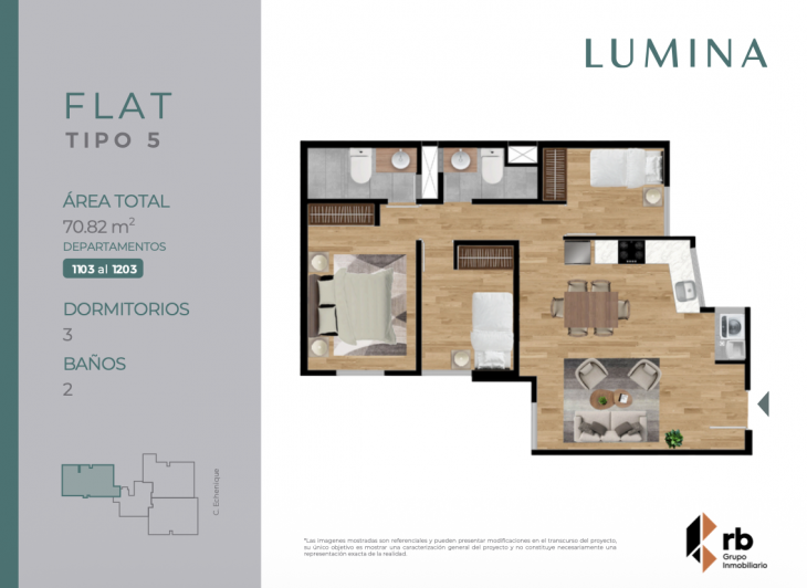 Plano del modelo TIPO 5 del proyecto Lumina en Magdalena Del Mar