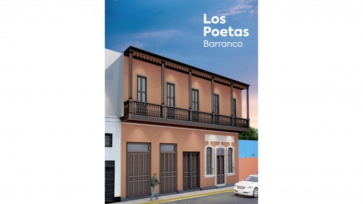 Fachada principal del proyecto Los Poetas en Barranco