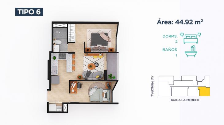 Plano del modelo Tipo 6 del proyecto MATE en Surquillo
