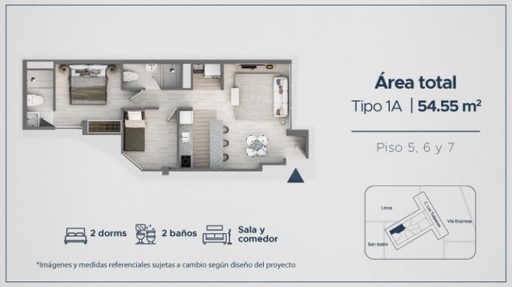 Plano del modelo 1 del proyecto MAIO en Lince