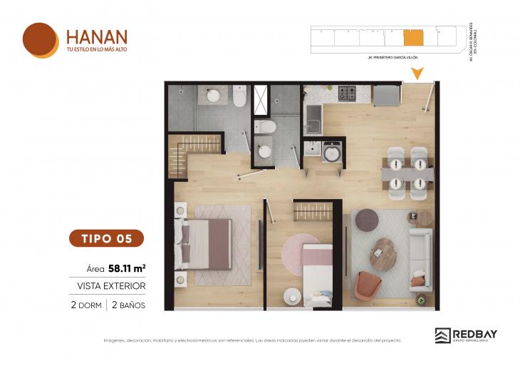 Plano del modelo Tipo 5 del proyecto HANAN en Cercado De Lima