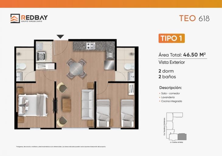 Plano del modelo X01 del proyecto TEO 618 en Cercado De Lima