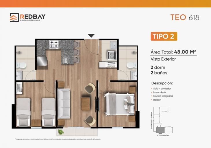 Plano del modelo X02 del proyecto TEO 618 en Cercado De Lima