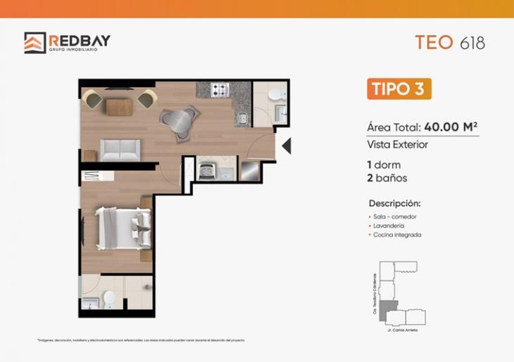 Plano del modelo X03 del proyecto TEO 618 en Cercado De Lima